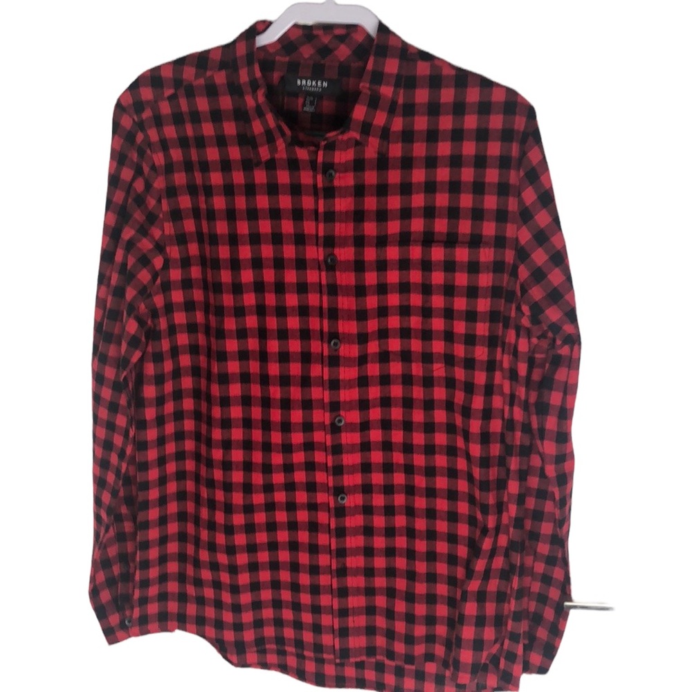 Red and Black Checkered Long Sleeve Button Down